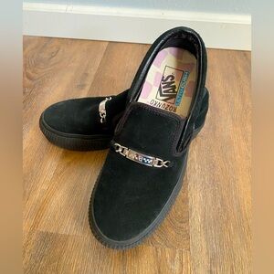 Vans Black Platform Shoes with Silver Accents